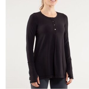 Lululemon Ride On Henley Black Long Sleeve Top